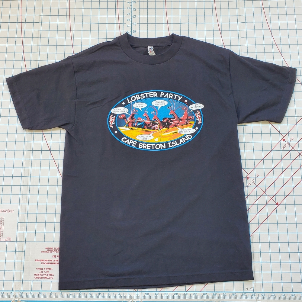 Cape Breton Island T-shirt Men's Medium Lobster Party Black Souvenir Lobsters